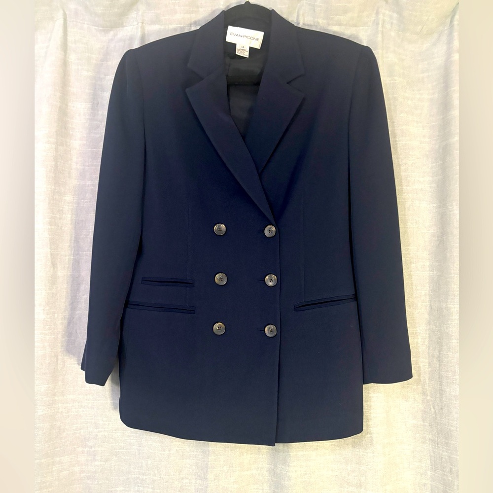 Evan Picone Women’s Double-Breasted Navy Blazer